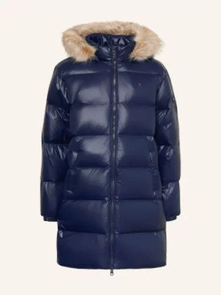Tommy Hilfiger Péřové Bundy S Odnímatelnou Umělou Kožešinou tmavě modrá