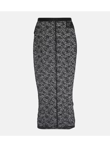 Osłona spódnica ołówkowa Alessandra Rich koronkowa czarna