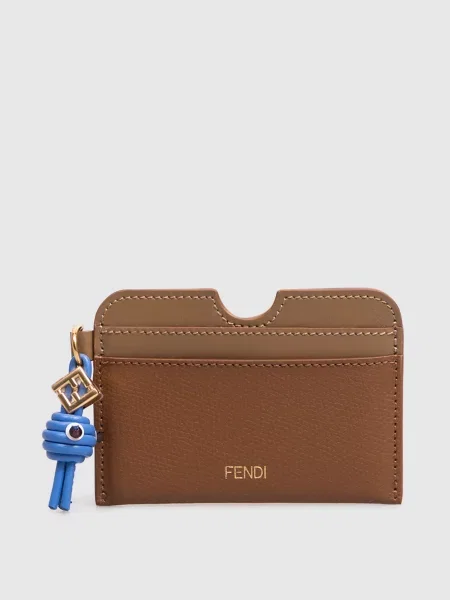 Шкіряний картхолдер FF Diamonds Fendi коричневий