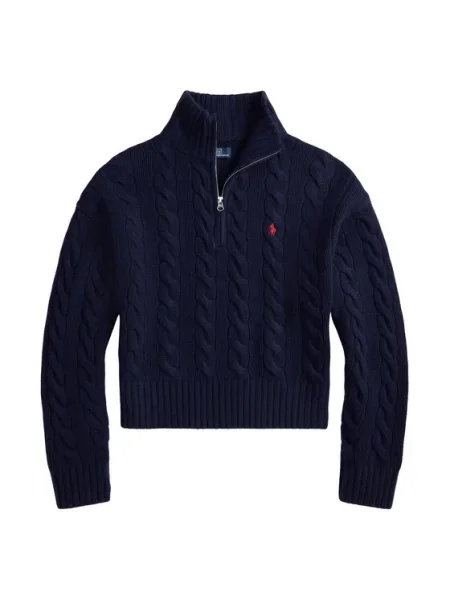 Polo Ralph Lauren pulover de lână bleumarin cu turtleneck