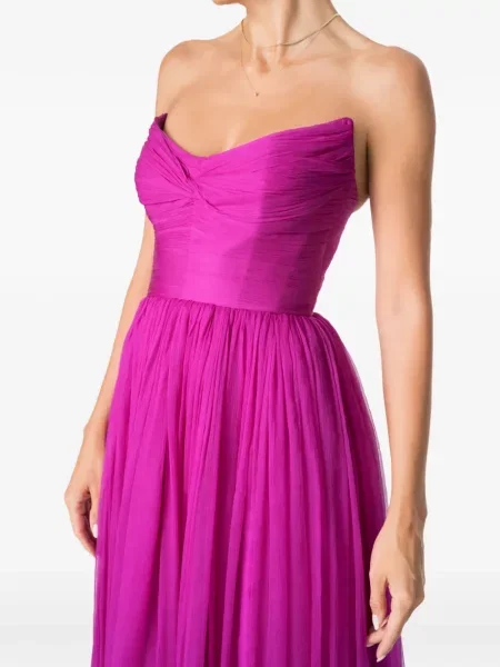 Rochie maxi M.marquise cu volane fără bretele roz
