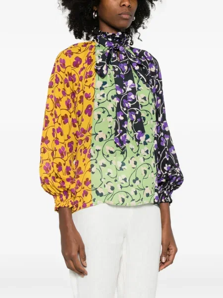 Bluză La Doublej cu model floral galben
