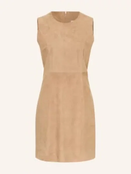 Mrs & Hugs Skórzana Sukienka beige beżowa