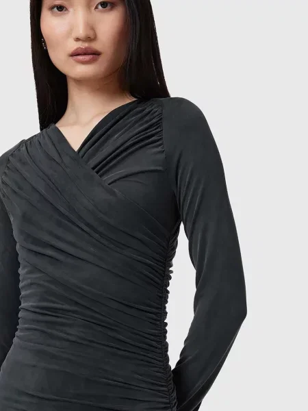 AllSaints rochie HANAKO CUPRO maxi mulata negru
