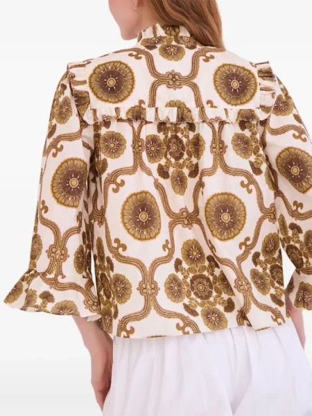 Top Cara Cara cu model floral cu imagine alb