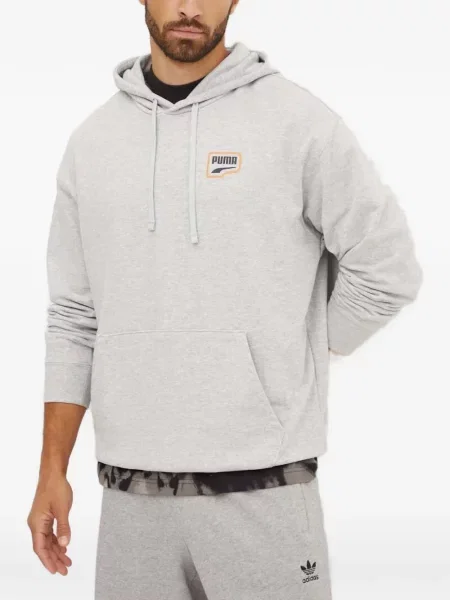 Hanorac cu glugă Puma cu imagine cu cordon gri