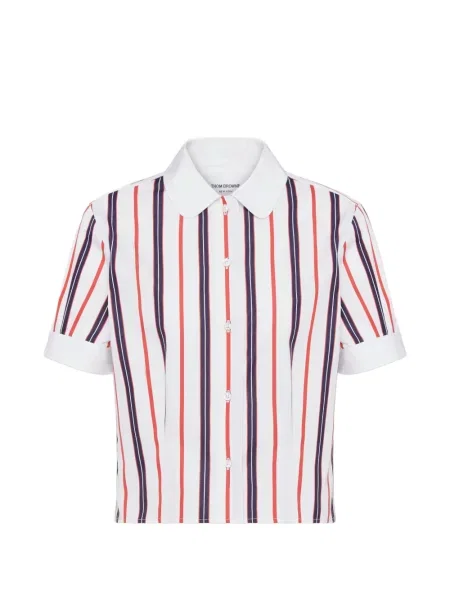 Cămașă Thom Browne cu dungi din poplin alb