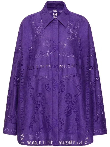Cămașă Valentino Garavani din dantelă violet