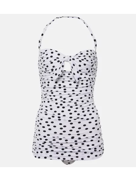 Costum de baie Dolce&gabbana cu buline cu gât halter alb