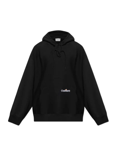 Carhartt WIP Hooded Label Script Sweat Black Mężczyźni Bluzy i bluzy z kapturem Carhartt WIP Size: M czarny
