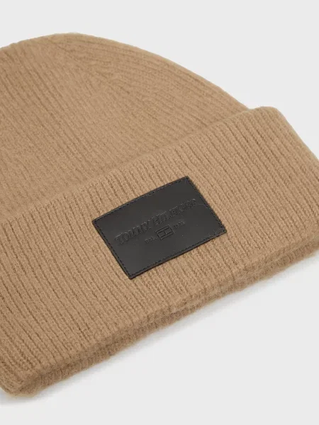 Кожаная шапка Tommy Hilfiger бежевая