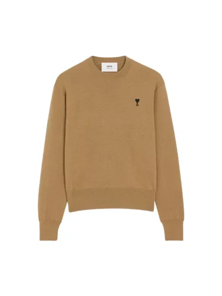 Sweter Ami Paris wełniany brązowy