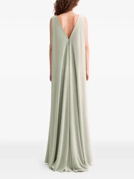 Rochie de satin Gemy Maalouf din satin drapat verde
