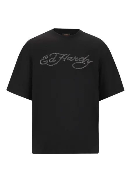 Ed Hardy Tricou Skull Flame verde limetă / portocaliu / negru alb