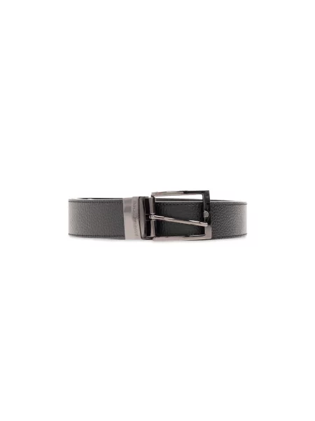 Pasek Emporio Armani skórzany na sprzączkę dwustronny czarny