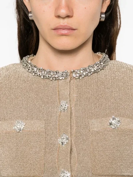 Rochie mini Self-portrait cu volane de costum auriu