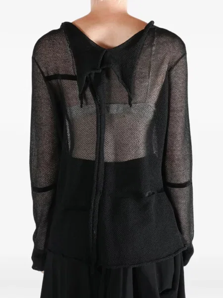 Плетена жилетка Yohji Yamamoto с драперии черно