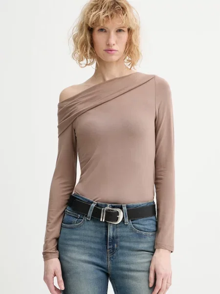 Levi's Tričko s dlouhým rukávem OFF SHOULDER LS hnědé