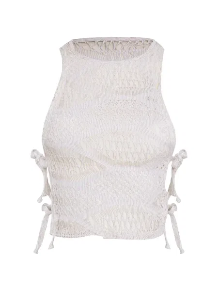 Top Amir Slama tricotate alb