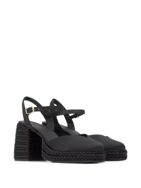 Pantofi cu toc Castaner din satin cu platformă negru