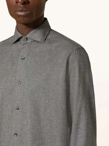 Eton Flanelová Košile Comfort Fit olivová / tmavě modrá
