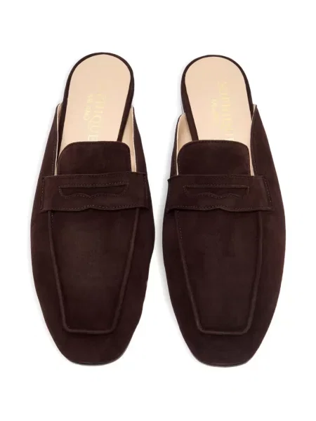 Papuci tip mules Sophique Milano din piele de căprioară cu bretele maro