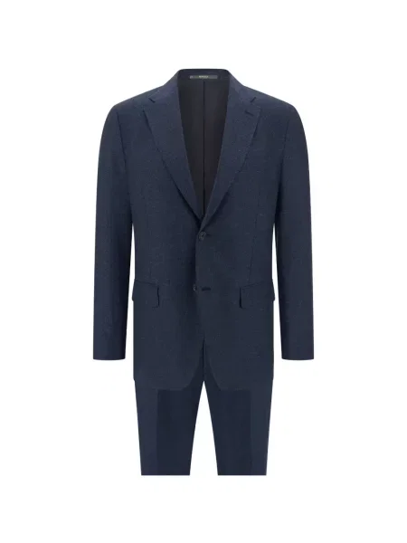 Costum Boggi Milano de lână cu model herringbone albastru