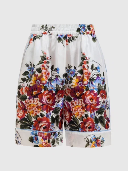 Шорти із шовку в квітковий принт Dolce&gabbana білі