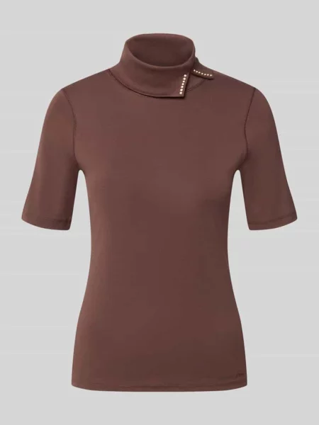 T-shirt w kroju slim fit z mieszanki bawełny Marc Cain