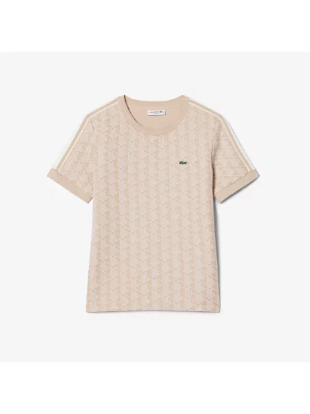 Lacoste T-Shirt Z Okrągłym Dekoltem Z Monogramem Slim Fit jasnoróżowy