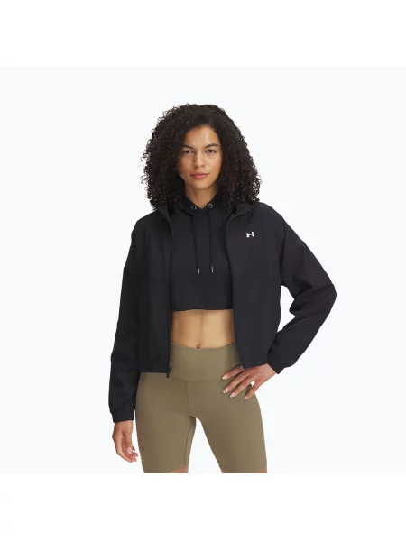 Geacă de antrenament pentru femei Under Armour Rival Woven Jacket black/white alb