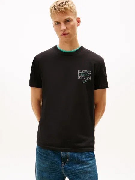 Tommy Jeans Póló zöld / fekete fehér