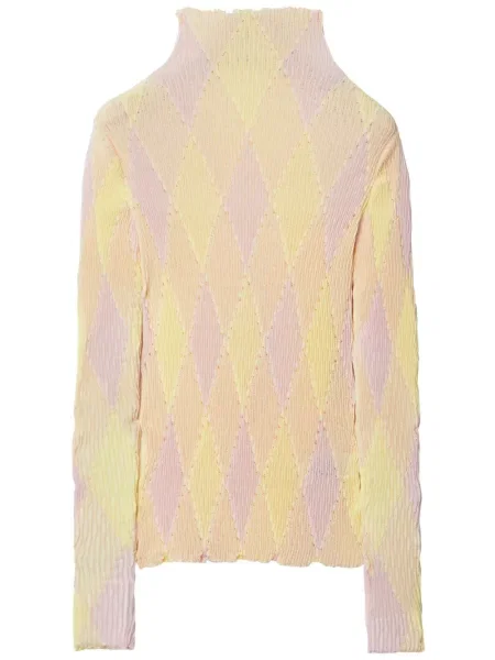 Pulover Burberry cu model argyle galben