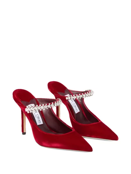 Papuci tip mules Jimmy Choo de cristal roșu