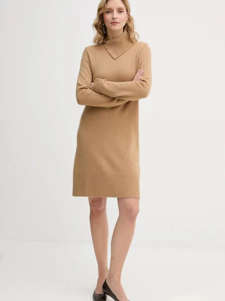 Сукня з додаванням вовни United Colors of Benetton midi облягаюча коричневий