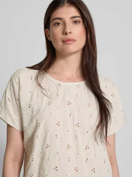 T-shirt z fakturowanym wzorem Zabaione beżowa