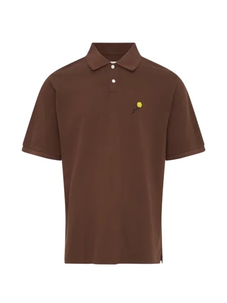 Tricou polo Vowels cu broderie maro