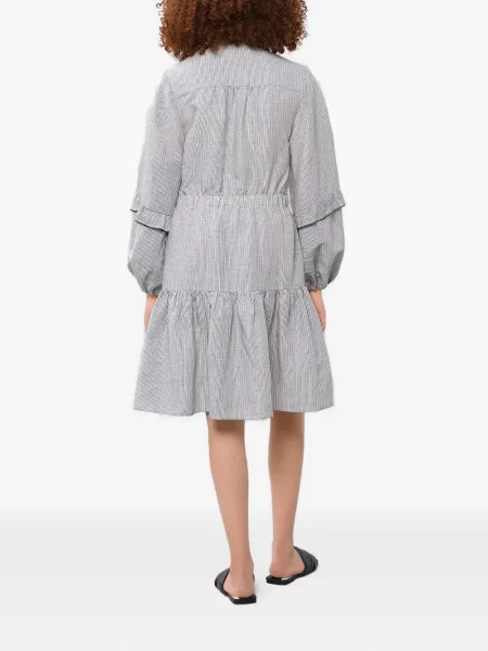 Rochie mini Ivy Oak cu dungi cu volane de costum alb