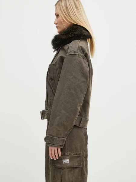 Jakna Kenzo Dyed Canvas Comber rjava