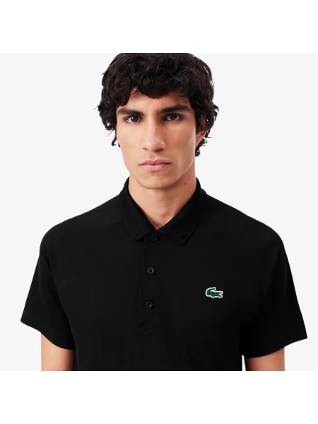 Lacoste Koszulka Polo Sport Z Oddychającym Odpornym Na Bieganie Materiałem Interlock czarna