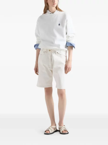 Hanorac crewneck Prada cu decolteu rotund alb