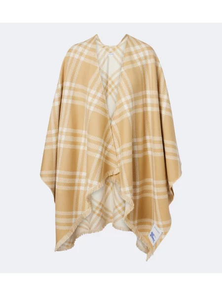 Geacă Burberry de lână în carouri bej