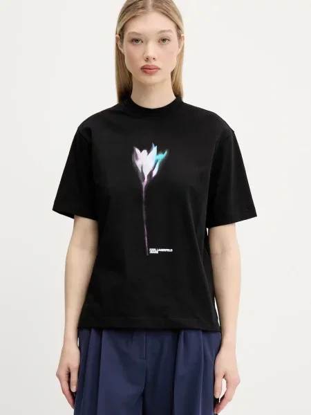Тениска Karl Lagerfeld Jeans дамска черно