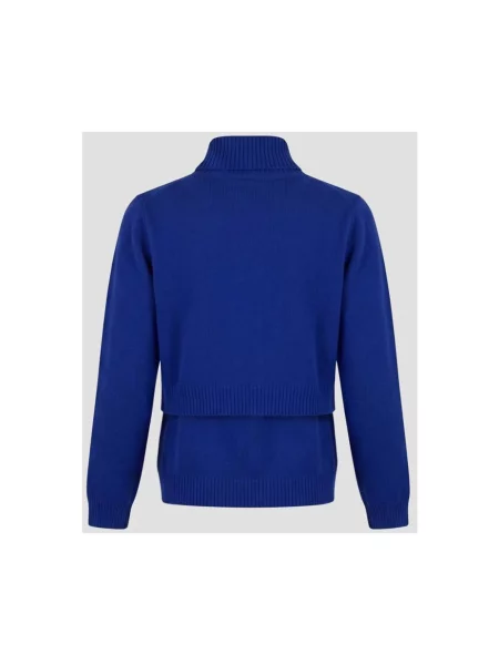 Lniany sweter z golfem Jil Sander niebieski