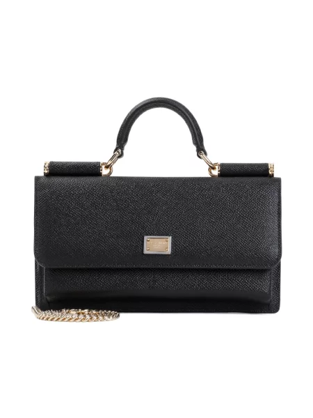Torebka Dolce And Gabbana skórzana z nadrukiem czarna