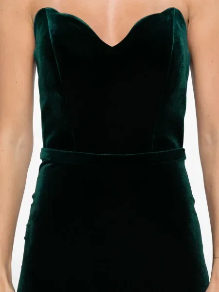 Rochie maxi Cristallini de catifea de costum verde