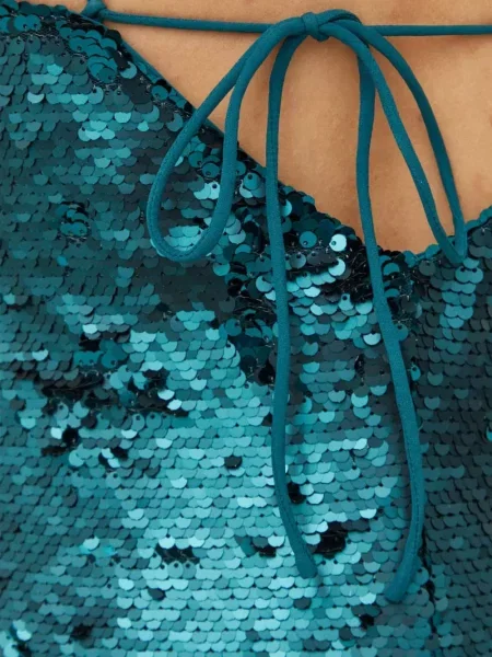 Rochie midi Samsøe Samsøe cu paiete până la genunchi de costum verde