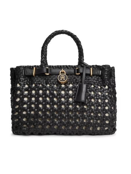 Tommy Hilfiger Kabelka American Icon Mini Tote Braided čierna