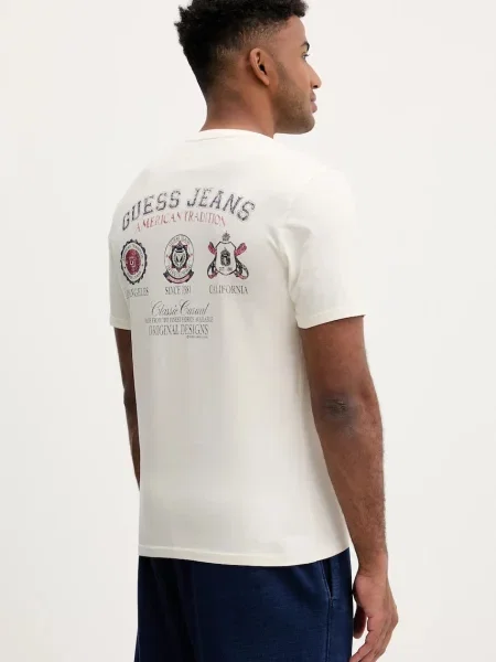 Тениска Guess Jeans с принт бежово