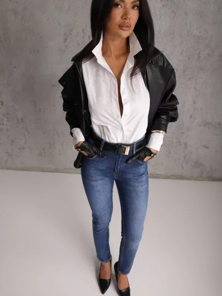 Blugi modelatori din Skinny/Slim cu efect Push-Up Orifia Albaștri albastru